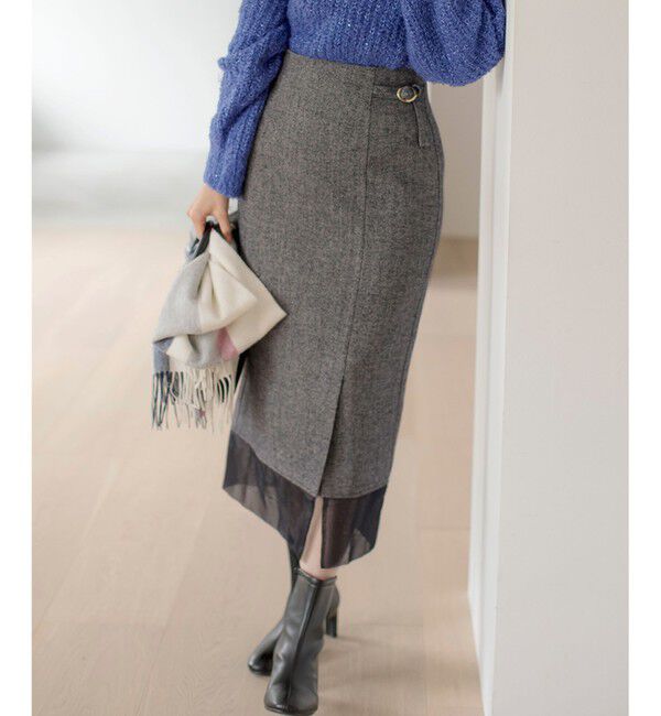 any SiS「シアーコンビヘリンボーン スカート」|スカート|ブラック系