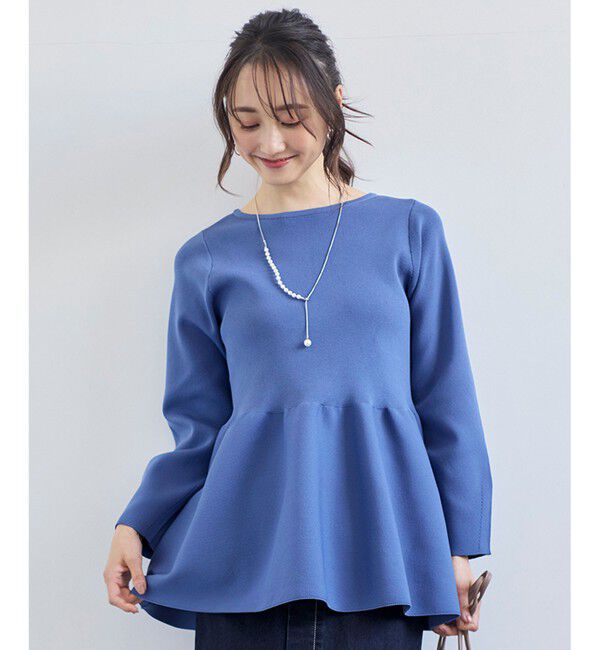 ANY SIS「【洗える】スポンディッシュペプラム ニット」|ニット・セーター|ブルー