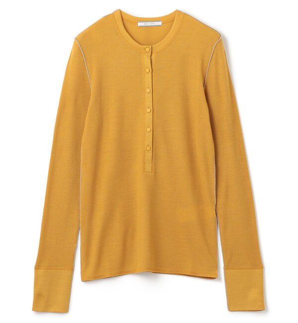 BEIGE,「【洗える・GISELe 10月号掲載】FORD / ウール配色メローヘンリーネックカットソー」|Tシャツ・カットソー|