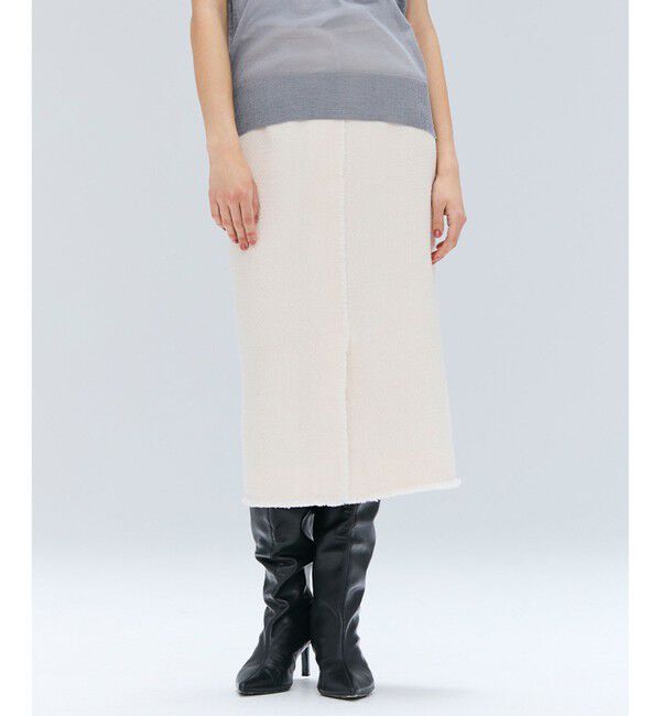 BEIGE,「MULLIN / ウールツイードフロントベントスカート」|スカート|Bone