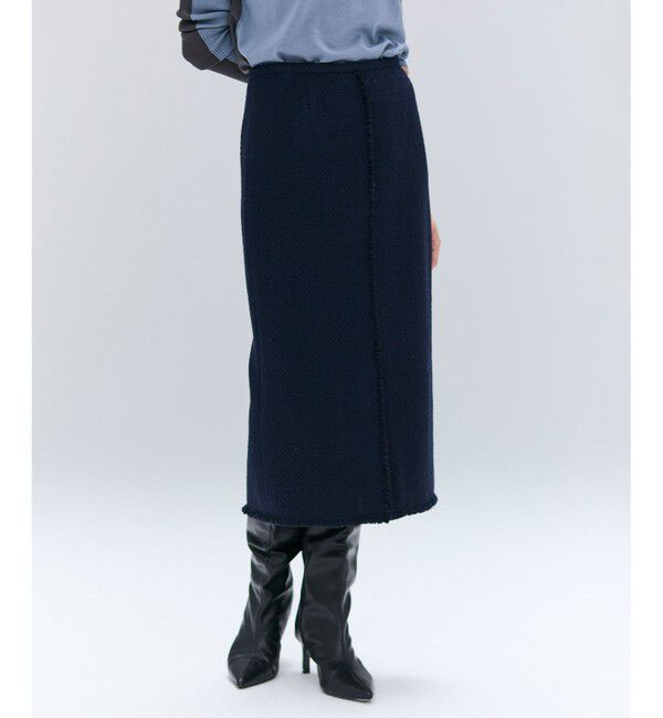 BEIGE,「MULLIN / ウールツイードフロントベントスカート」|スカート|Midnight