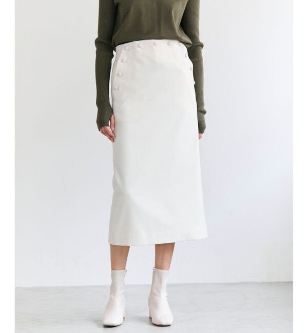 BEIGE,「【BAILA掲載】LAZUL / マリンボタンIラインスカート」|スカート|Ecru