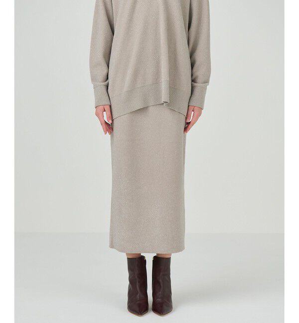 GRACE CONTINENTAL「ラメタイトニットスカート」|スカート|ベージュ