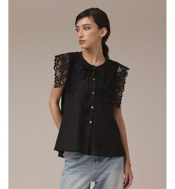 GRACE CONTINENTAL「パターンレースカラーブラウス」|シャツ・ブラウス|ブラック