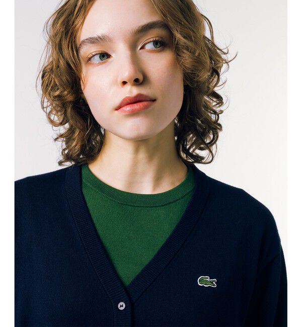 LACOSTE「UVカット 吸水速乾 COOL MAX クールマックス Vネックニットカーディガン」|カーディガン|