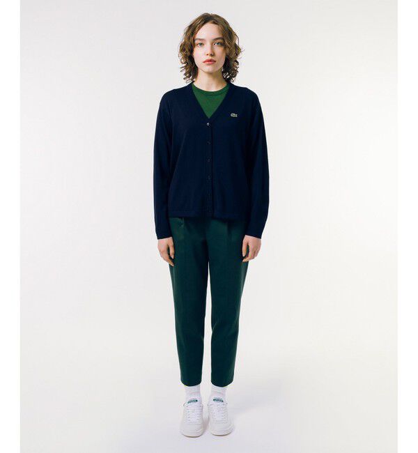LACOSTE「UVカット 吸水速乾 COOL MAX クールマックス Vネックニットカーディガン」|カーディガン|