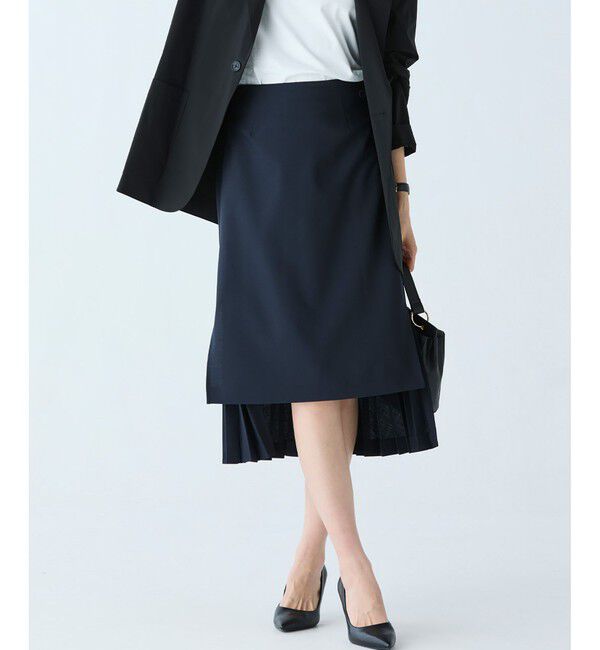LACOSTE「前後切り替えプリーツスカート」|スカート|ダークネイビー