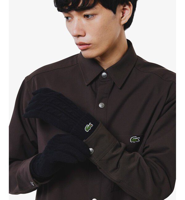 LACOSTE「ケーブルニットウールグローブ」|手袋|