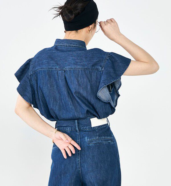 Rie Miller「【RM denim】ラッフルスリーブデニムブラウス」|シャツ・ブラウス|