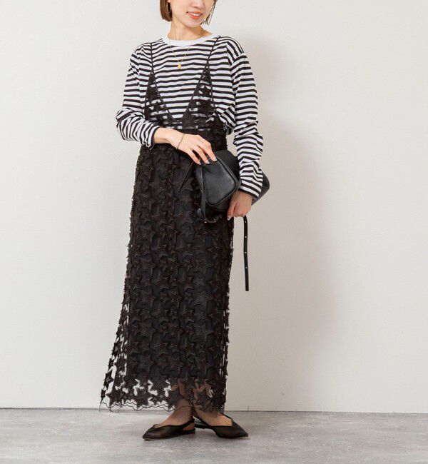 Rie Miller「45th limited editionウォッシャブルスターフリンジキャミワンピース」|ワンピース|ブラック