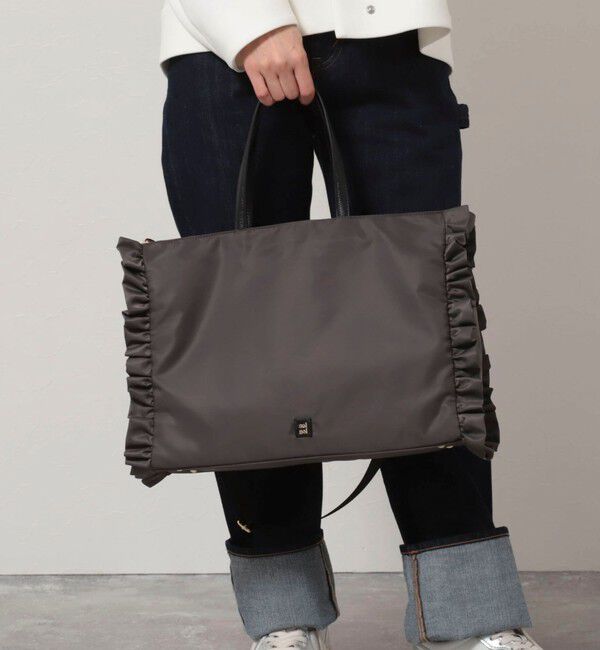 NOLLEY'S「【nolnol/ノルノル】ナイロンフリルトートバッグ」|トートバッグ|ミディアムグレー