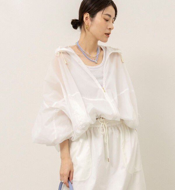 MAQWEL「《セットアップ対応》【MAQWEL/マクウェル】ウォッシャブルシアーブルゾン」|ブルゾン・スタジャン|オフホワイト