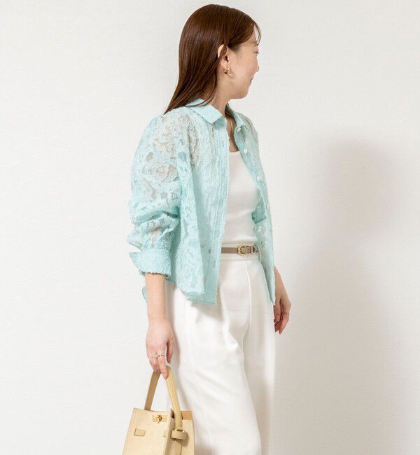 NOLLEY'S sophi「ウォッシャブルワッシャーオーガンジーカットジャガードショートシャツ」|シャツ・ブラウス|