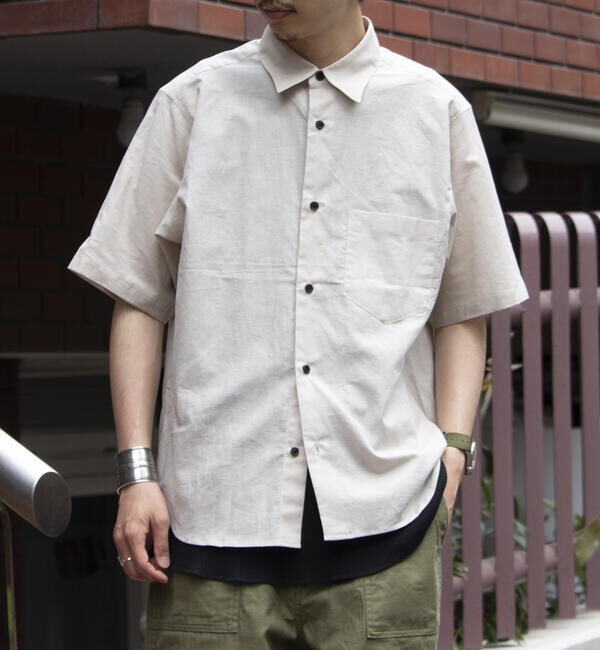 GLOSTER「【GLOSTER/グロスター】コットンリネン 半袖シャツ レギュラーカラー 綿麻」|シャツ・ブラウス|