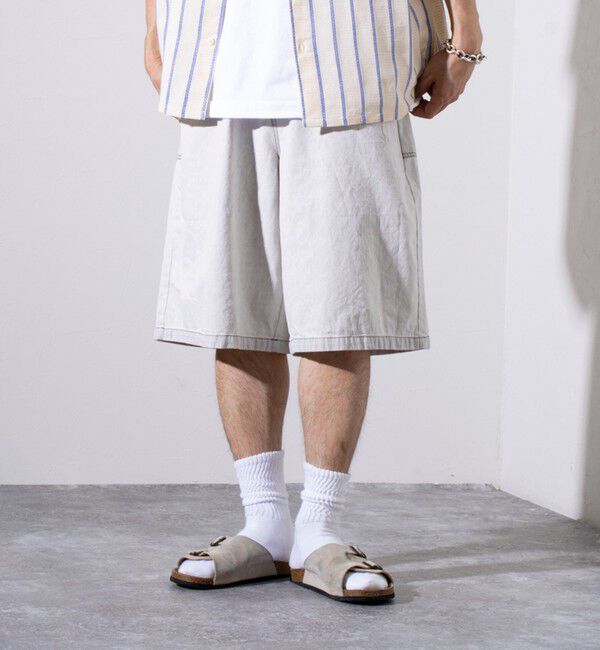 GLOSTER「【GLOSTER/グロスター】8オンスデニム ワイドショートパンツ ハーフパンツ」|その他|ライトグレー