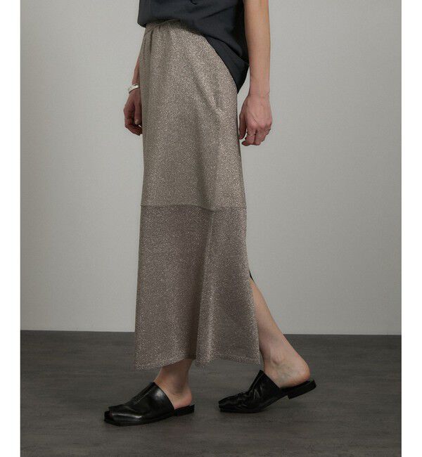 SALON adam et rope'「ブライトリブタイトスカート［セットアップ対応］」|スカート|シルバー系(94)