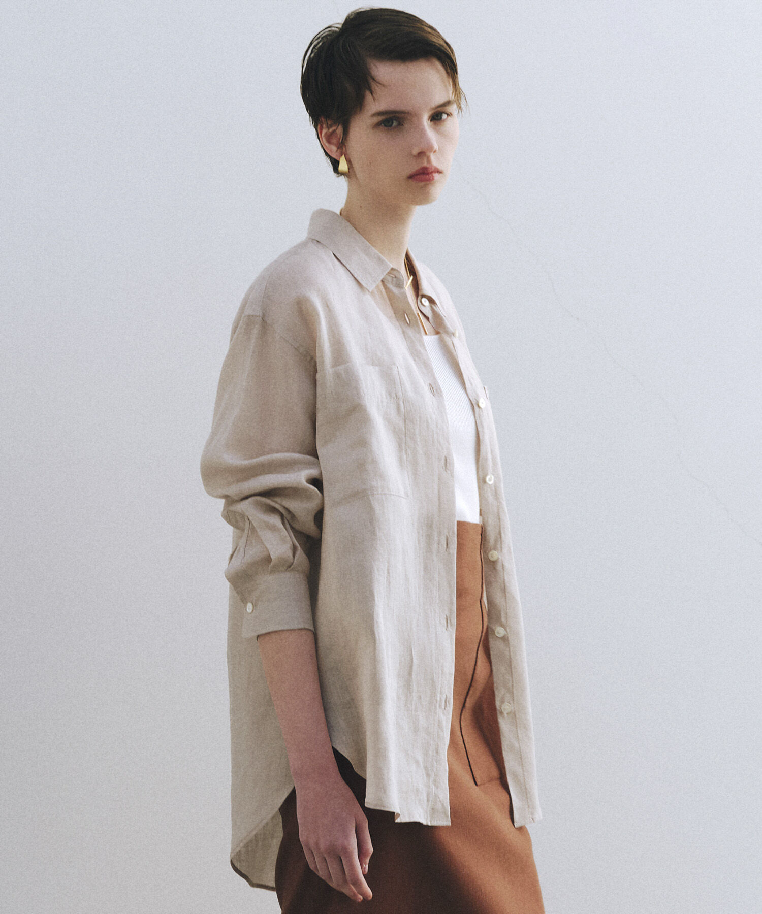 ROPE「【洗える】ロイヤルラミーレギュラーシャツ【雑誌/メディア掲載】」|シャツ・ブラウス|ベージュ(27)