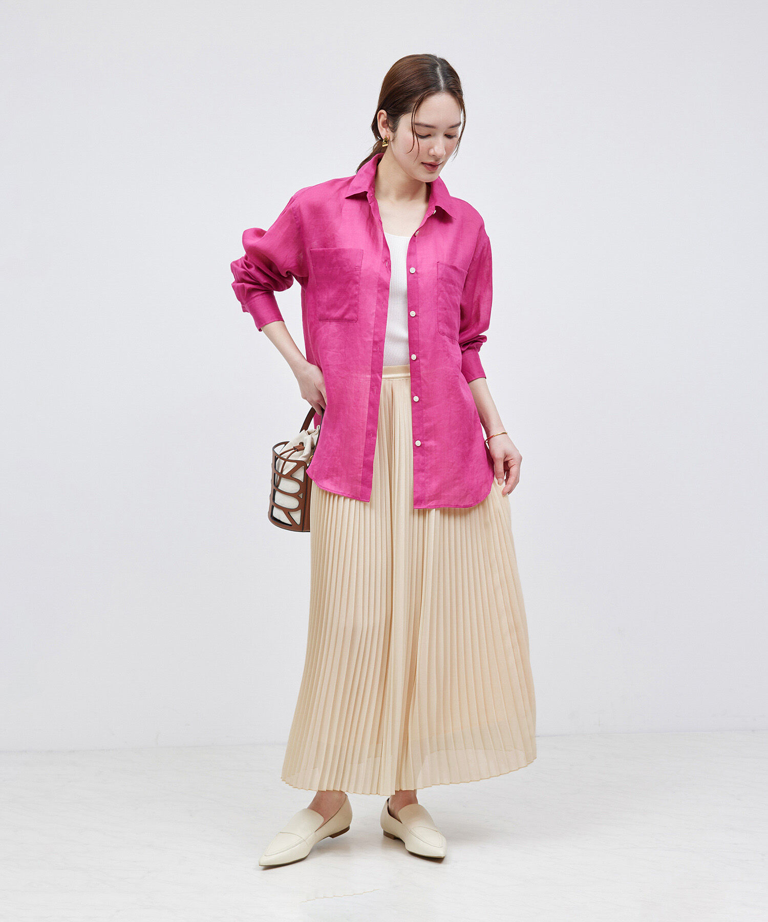 ROPE「プリーツスカート（バイカラー/無地）【メディア掲載】」|スカート|