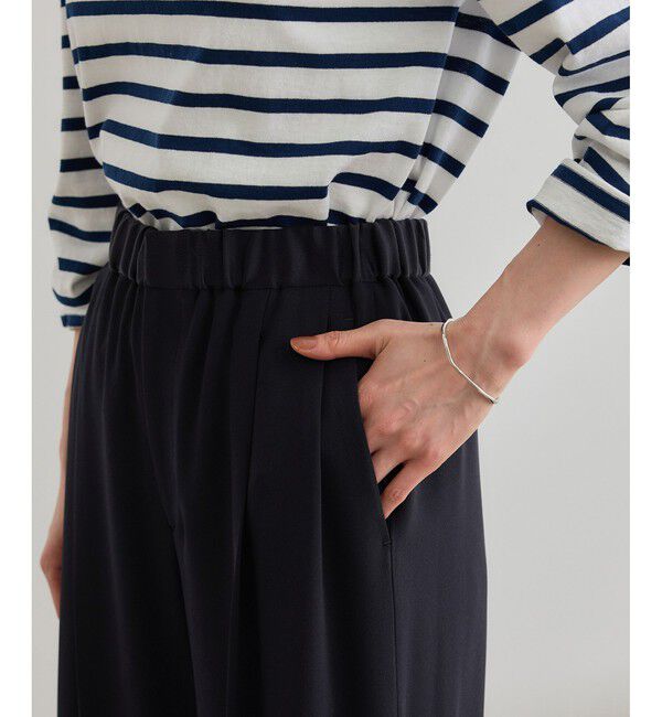 ROPE「【洗える・カセット服・新色追加】バックサテンイージーワイドパンツ/お仕事・通勤・セットアップ対応」|チノ|