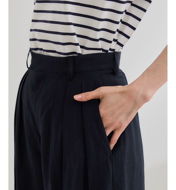 ROPE「【洗える】ビスコースリネン スラブスリータックパンツ/一部セットアップ可能」|チノ|