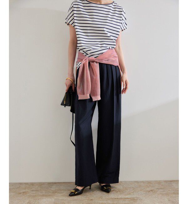 ROPE「【洗える】ビスコースリネン スラブスリータックパンツ/一部セットアップ可能」|チノ|