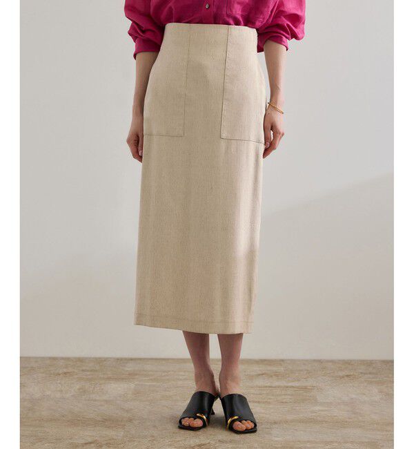 ROPE「【洗える】サテンリネン ポケット付きタイトスカート【34サイズ/J'aDoRe・店舗限定】/25SS」|スカート|