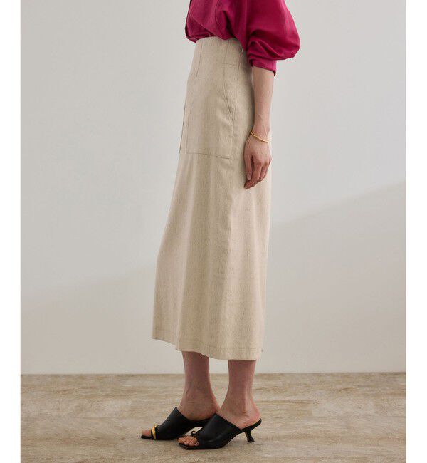 ROPE「【洗える】サテンリネン ポケット付きタイトスカート【34サイズ/J'aDoRe・店舗限定】/25SS」|スカート|