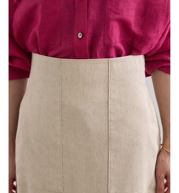 ROPE「【洗える】サテンリネン ポケット付きタイトスカート【34サイズ/J'aDoRe・店舗限定】/25SS」|スカート|