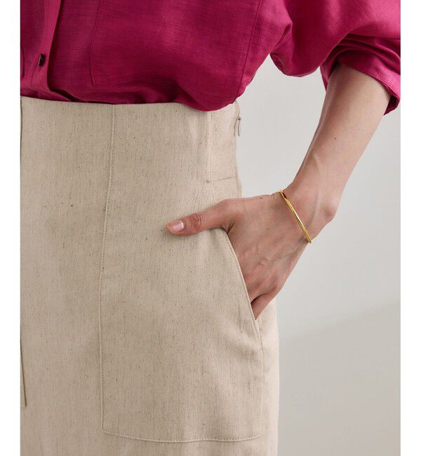 ROPE「【洗える】サテンリネン ポケット付きタイトスカート【34サイズ/J'aDoRe・店舗限定】/25SS」|スカート|