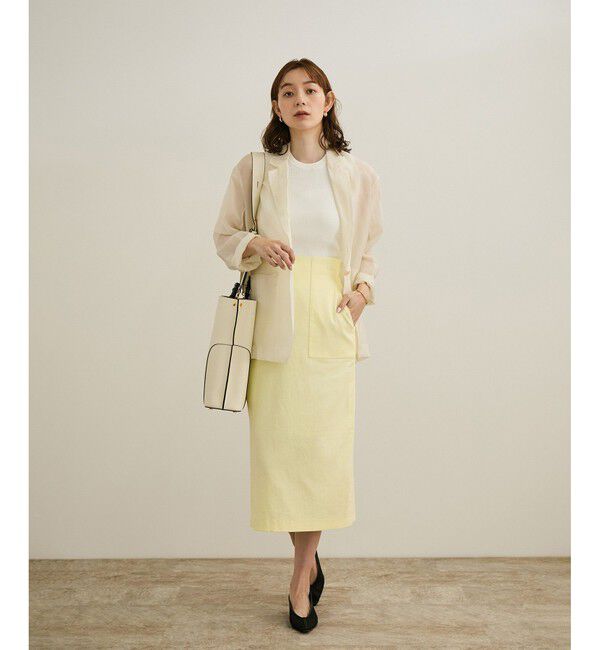 ROPE「【洗える】サテンリネン ポケット付きタイトスカート【34サイズ/J'aDoRe・店舗限定】/25SS」|スカート|