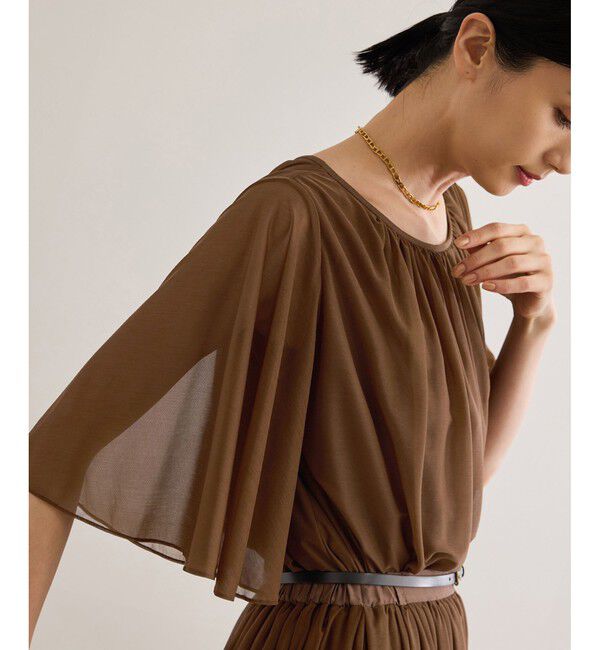 ROPE「【洗える】ブライトネスヤーンギャザーブラウス/セットアップ対応」|シャツ・ブラウス|ブラウン系(22)