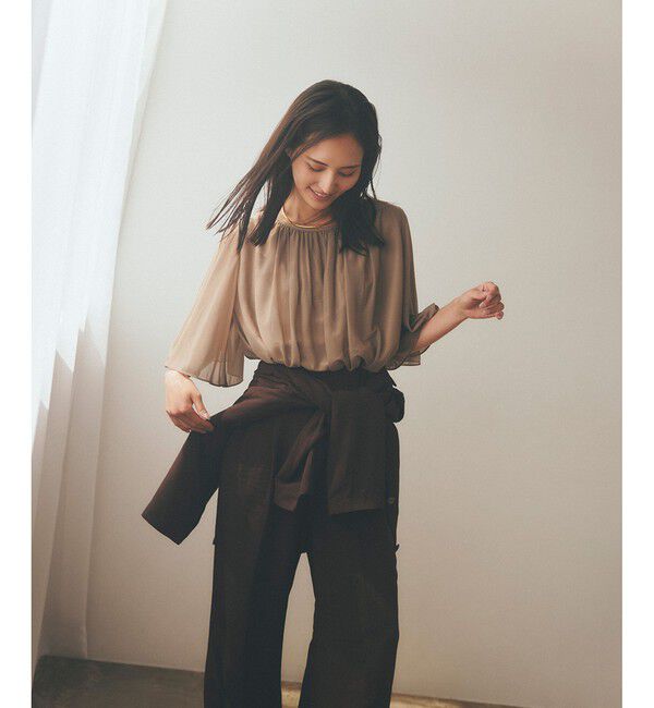 ROPE「【洗える】ブライトネスヤーンギャザーブラウス/セットアップ対応」|シャツ・ブラウス|