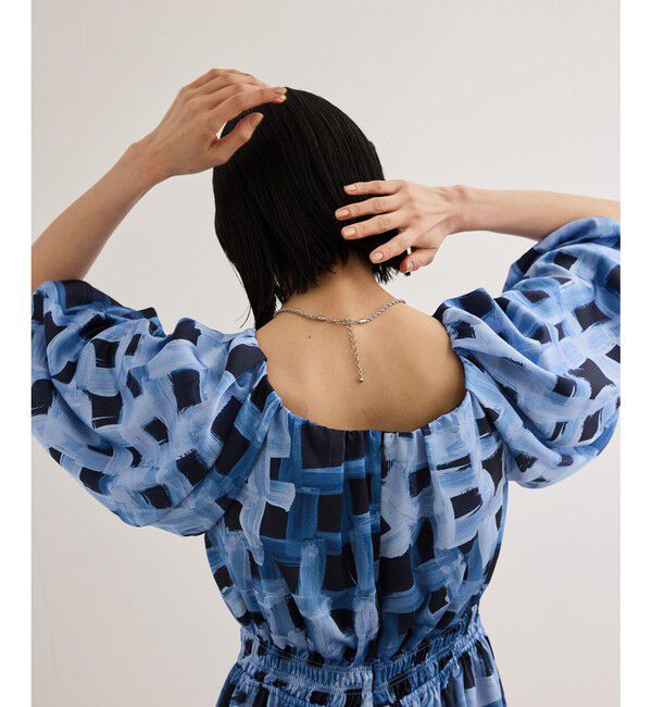 ROPE「スクエア ジオメトリックプリントワンピース/洗える」|ドレス|