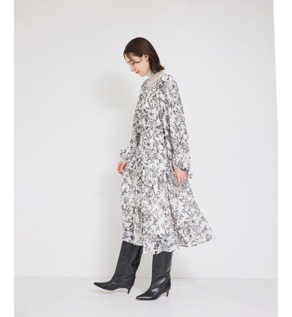 ROPE「シアープリントボリュームスリーブワンピース」|ワンピース|