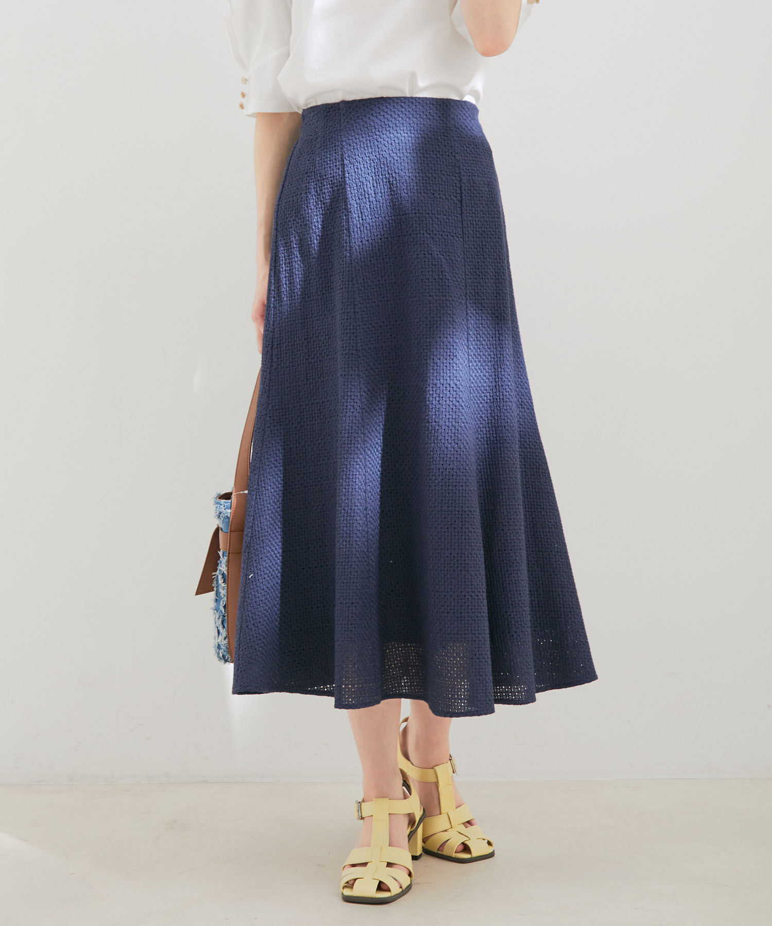 VIS「【セットアップ対応】幾何学レースマーメイドスカート」|スカート|ネイビー(40)