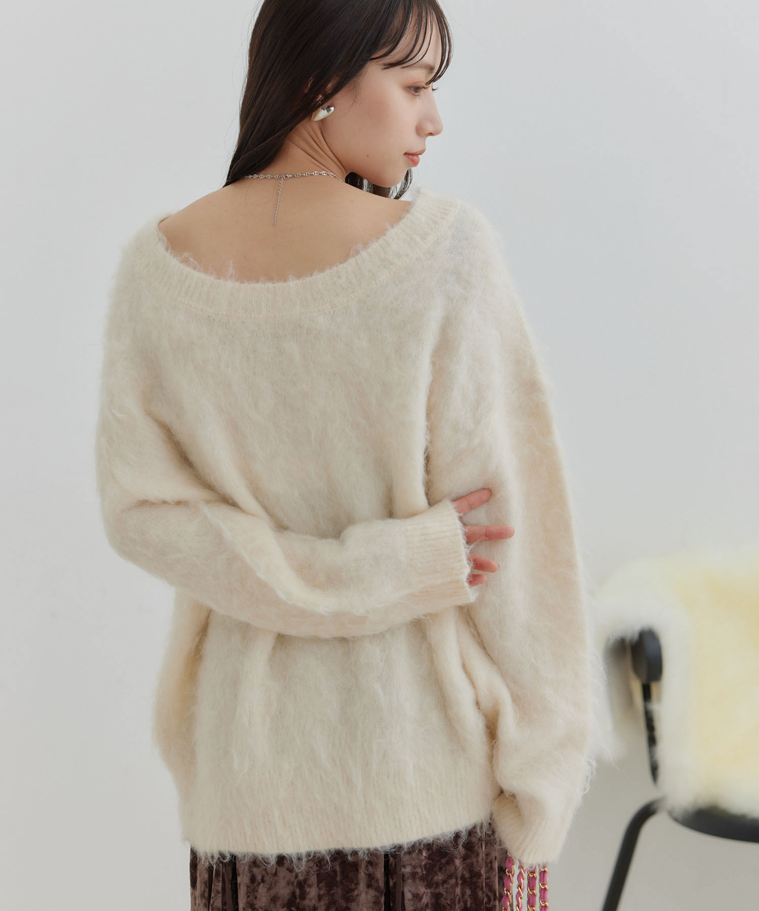 VIS「【前後2WAY】毛混トゥンカロンニット」|ニット・セーター|