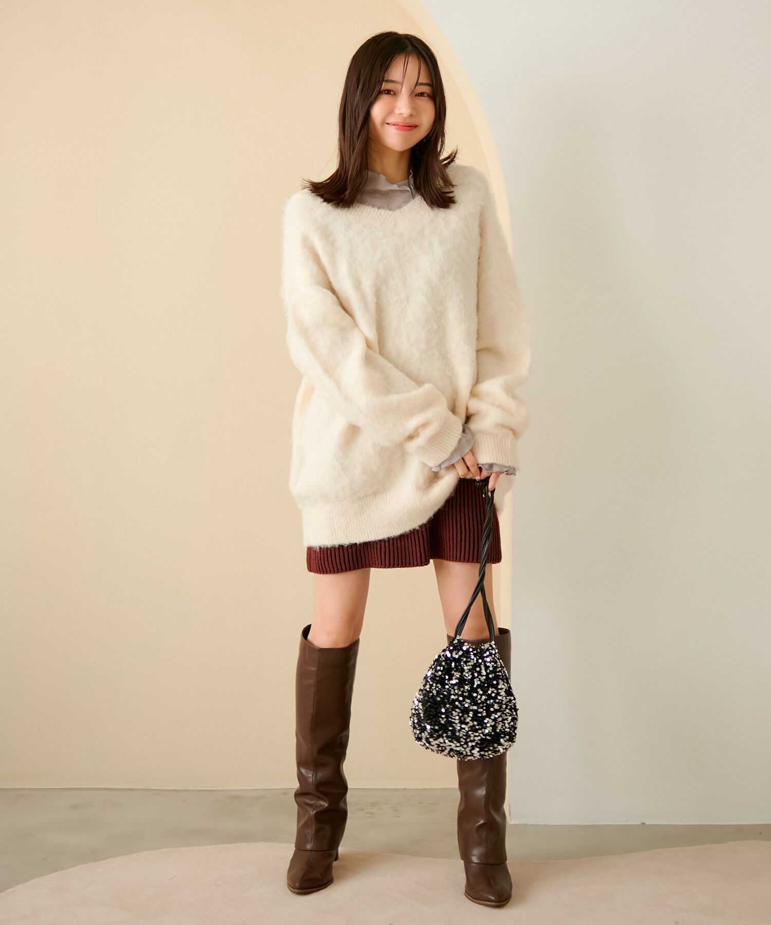 VIS「【前後2WAY】毛混トゥンカロンニット」|ニット・セーター|