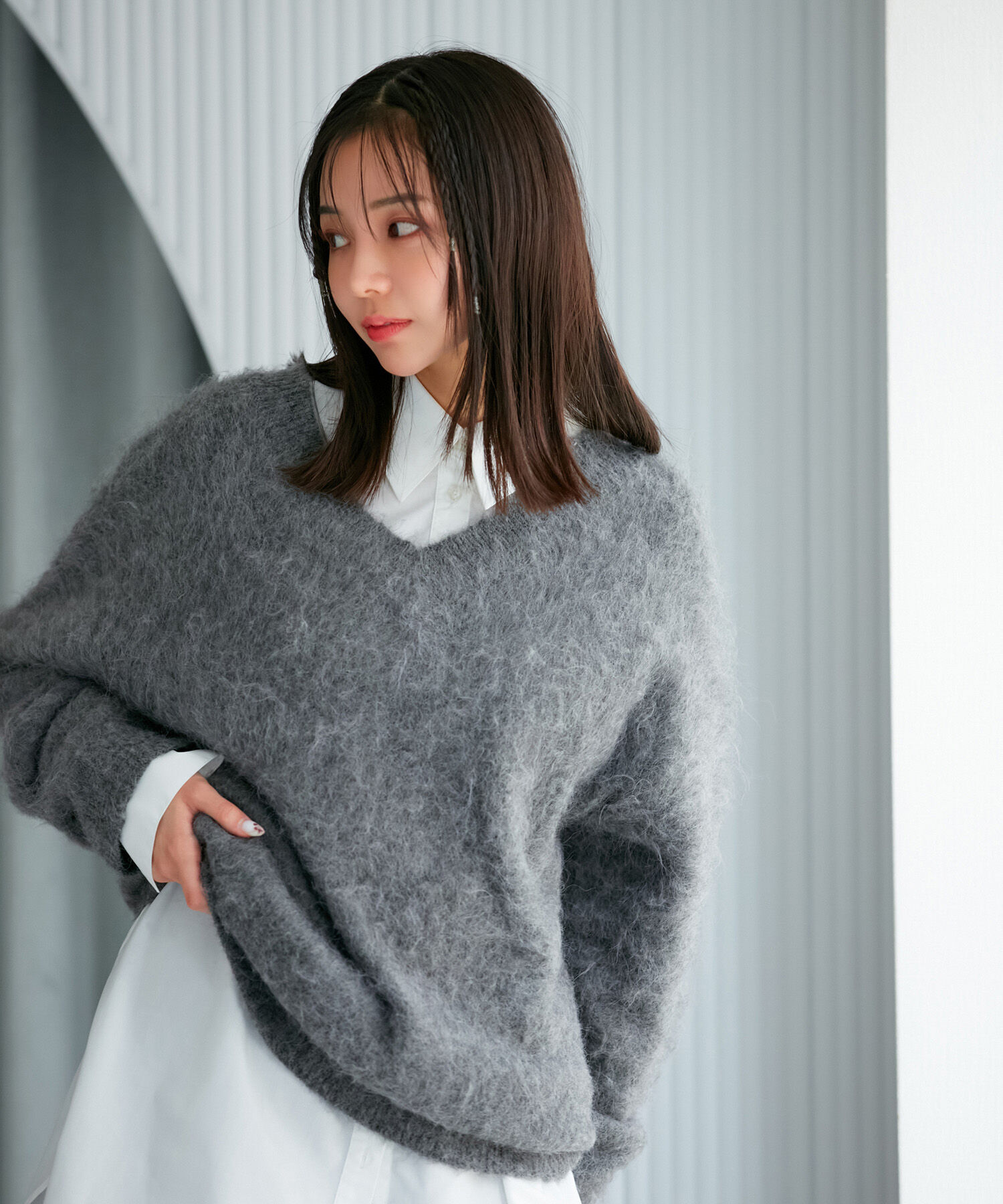 VIS「【前後2WAY】毛混トゥンカロンニット」|ニット・セーター|