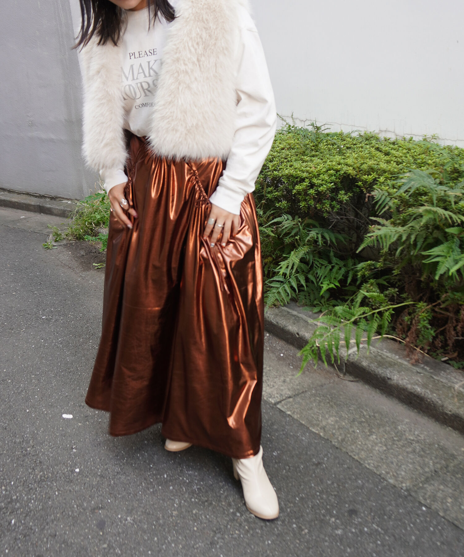 VIS「メタリックギャザースカート」|スカート|