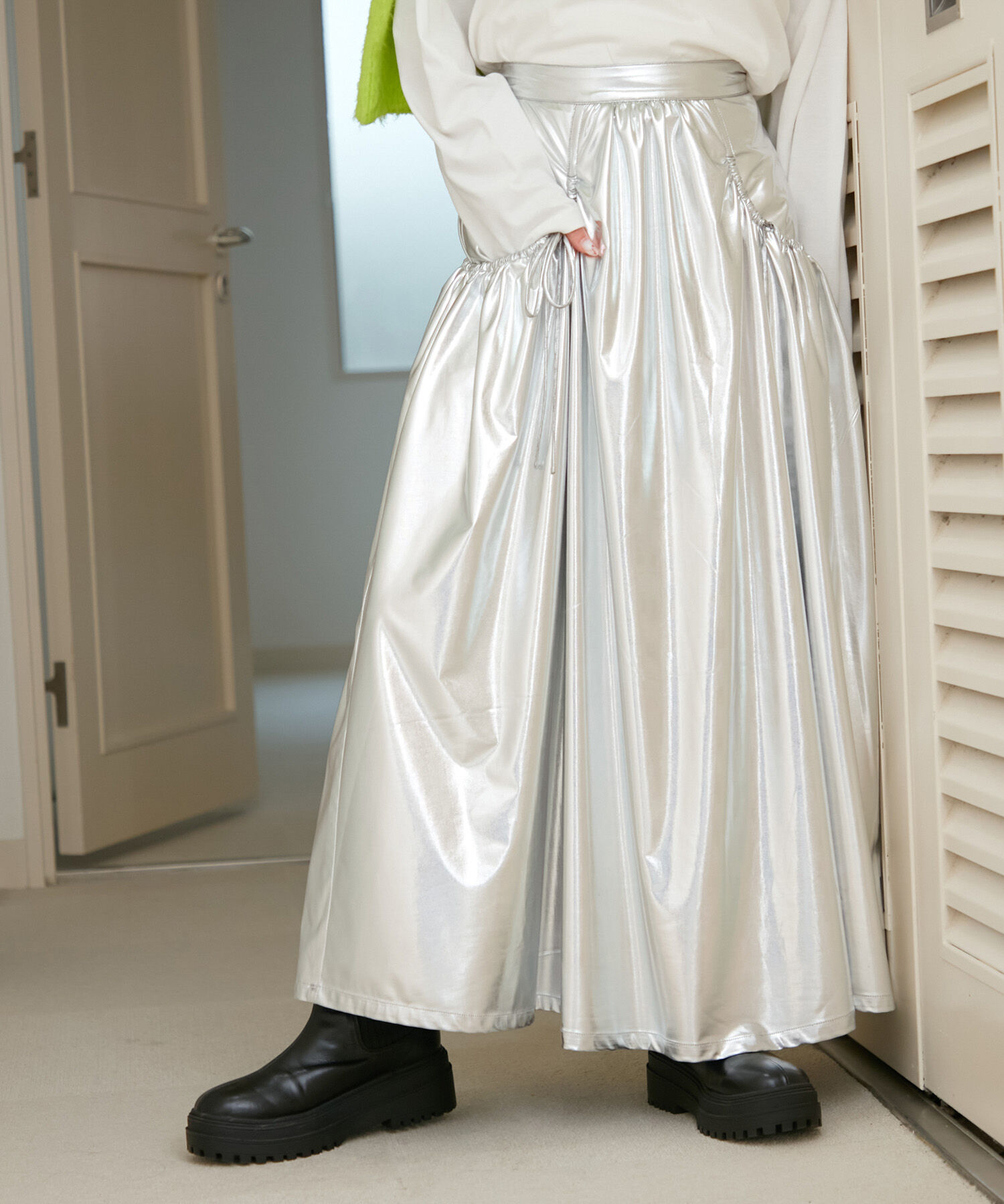 VIS「メタリックギャザースカート」|スカート|