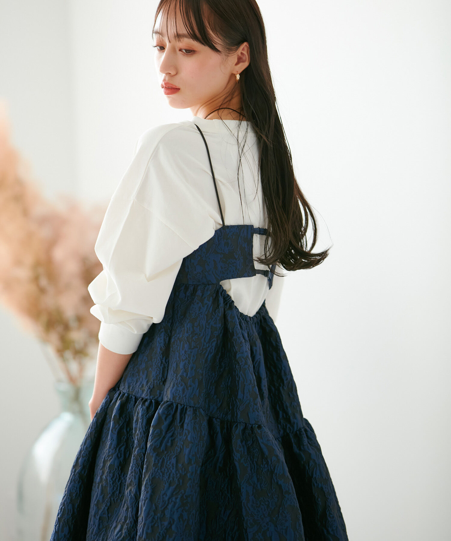 VIS「【VISDRESS】ふくれジャガードフレアワンピース【洗える】」|ワンピース|