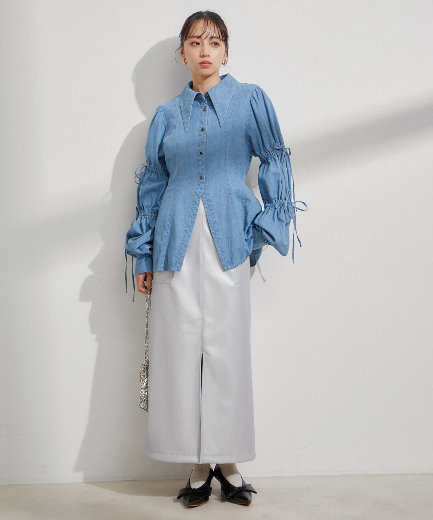 VIS「フェイクレザーIラインスカート」|スカート|