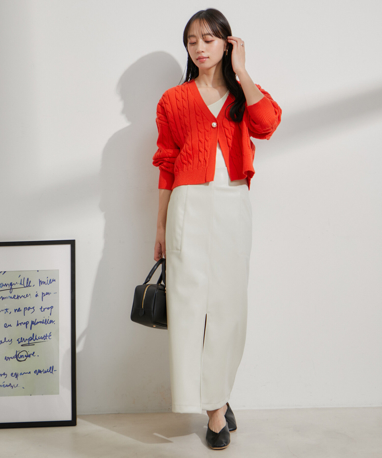 VIS「フェイクレザーIラインスカート」|スカート|