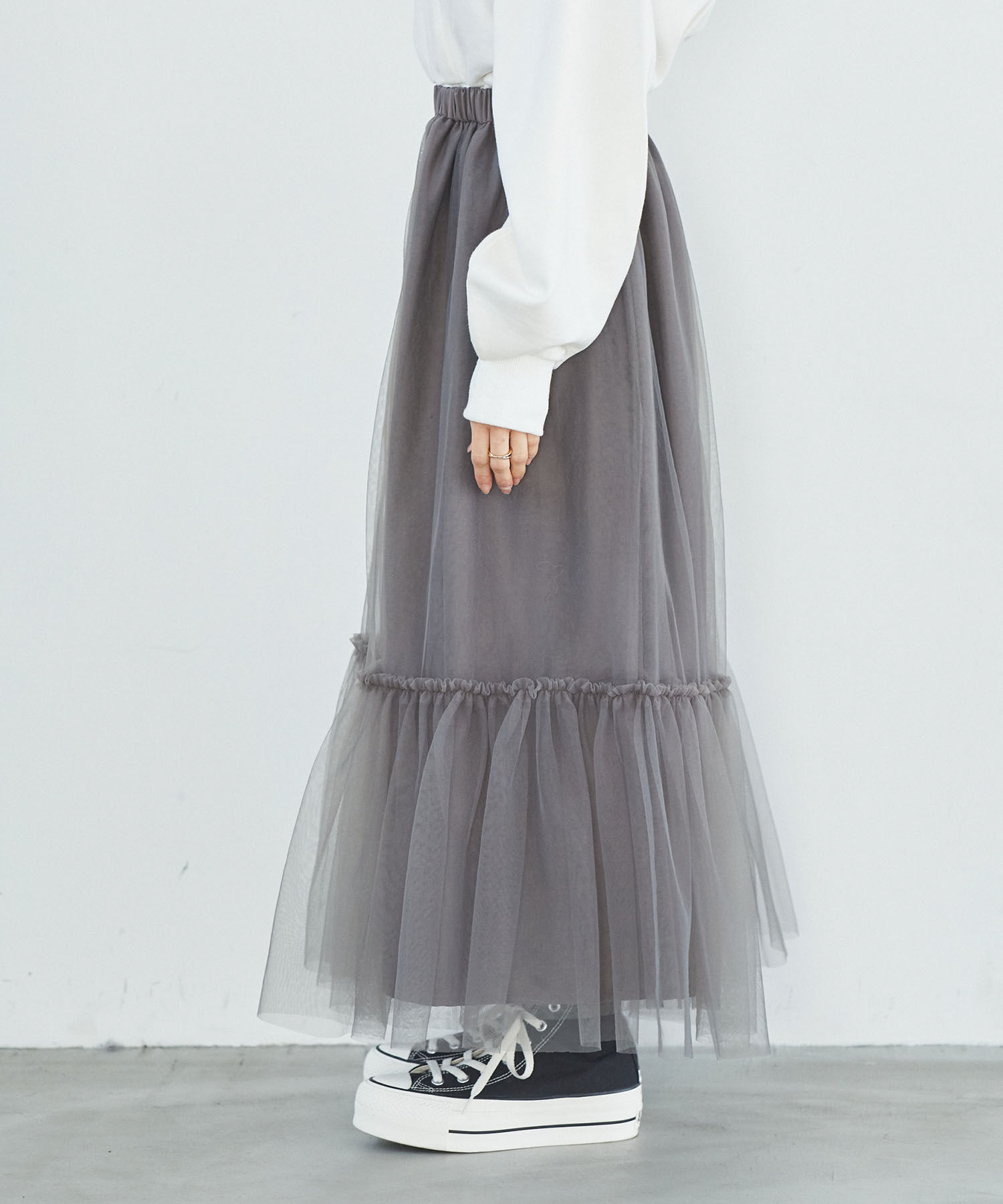 VIS「ニュアンス柄チュールスカート」|スカート|