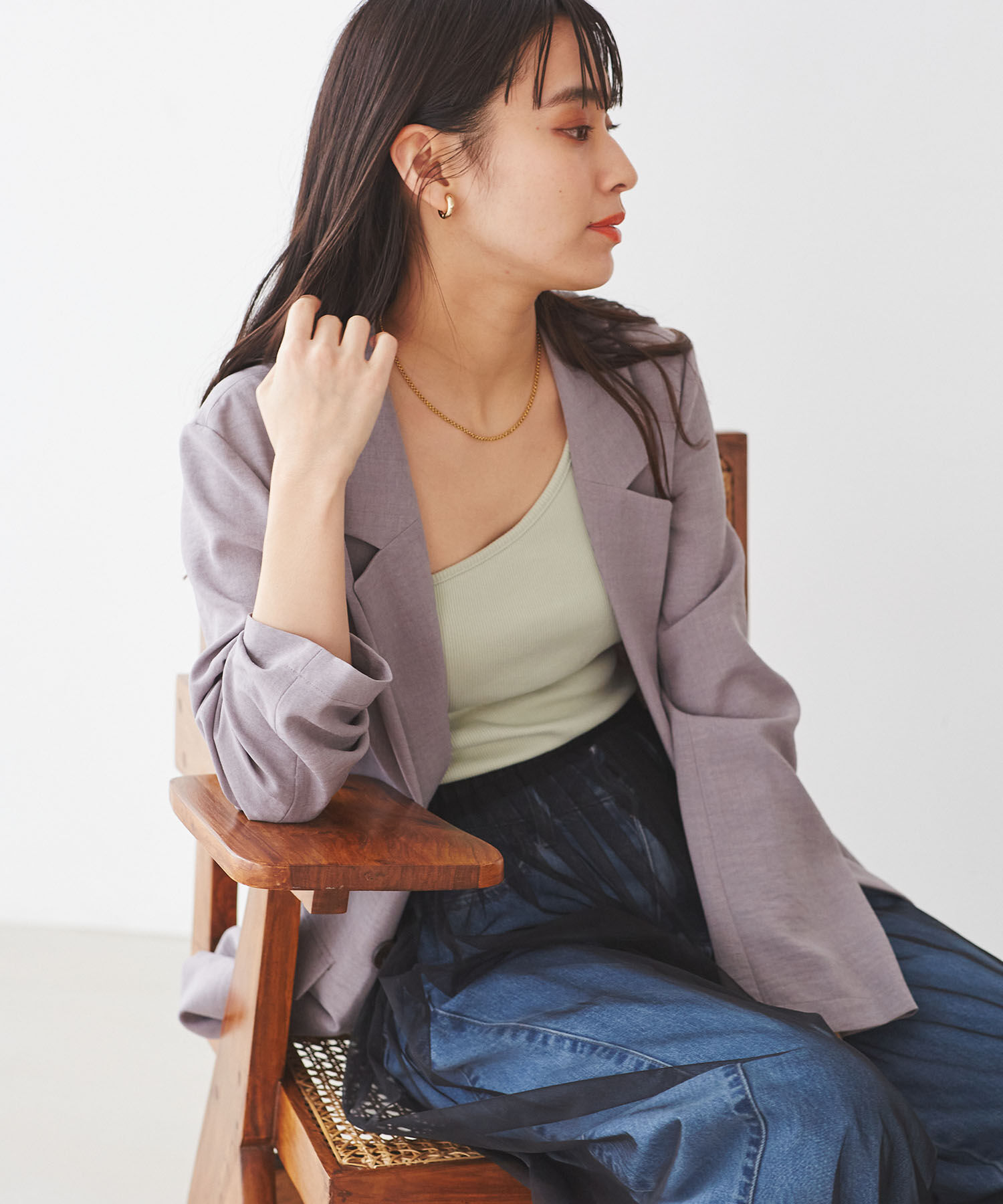 VIS「ワンショルダーテレコタンクトップ」|タンクトップ|