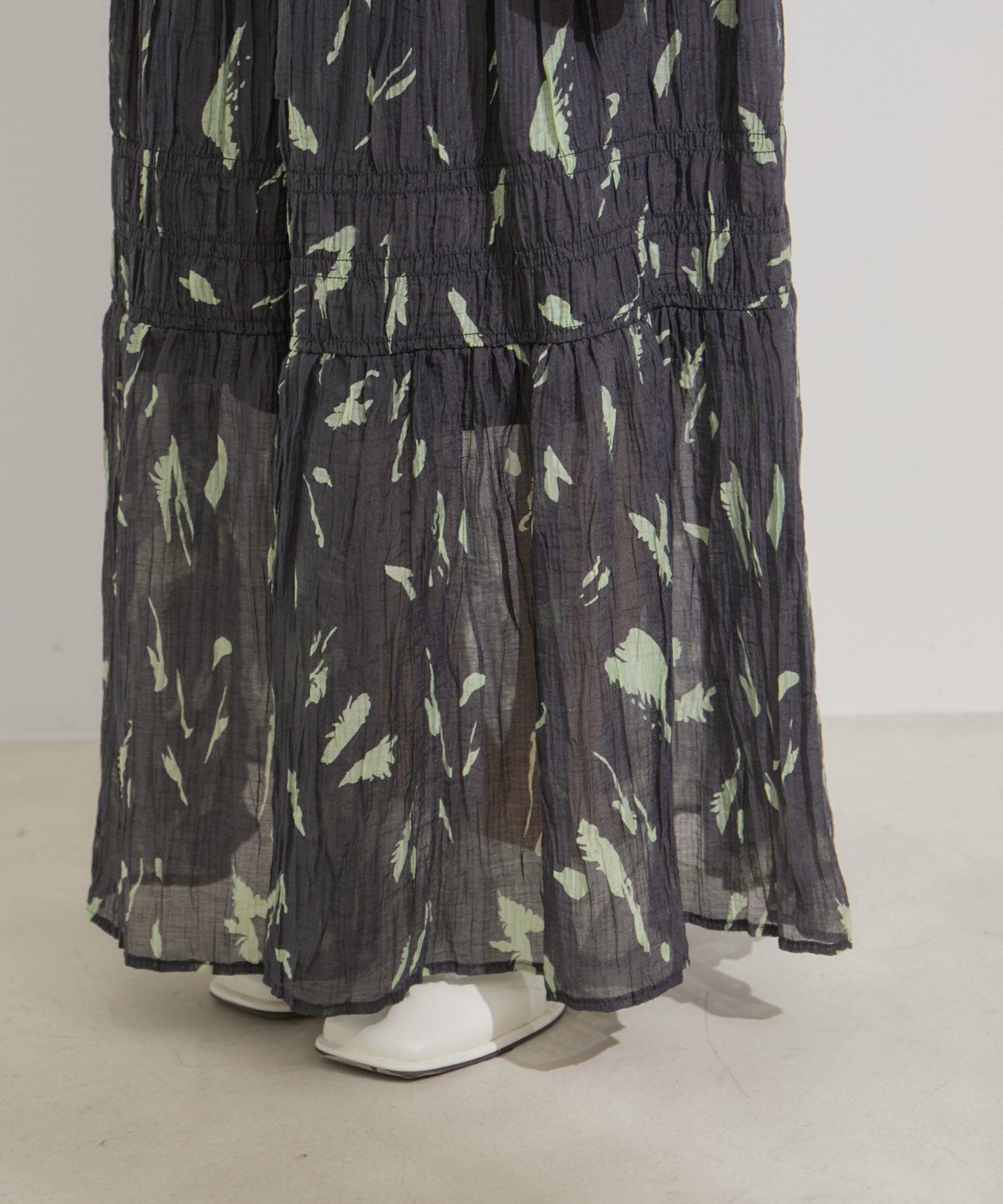 VIS「柄＆無地アソートシャーリングティアードスカート」|スカート|