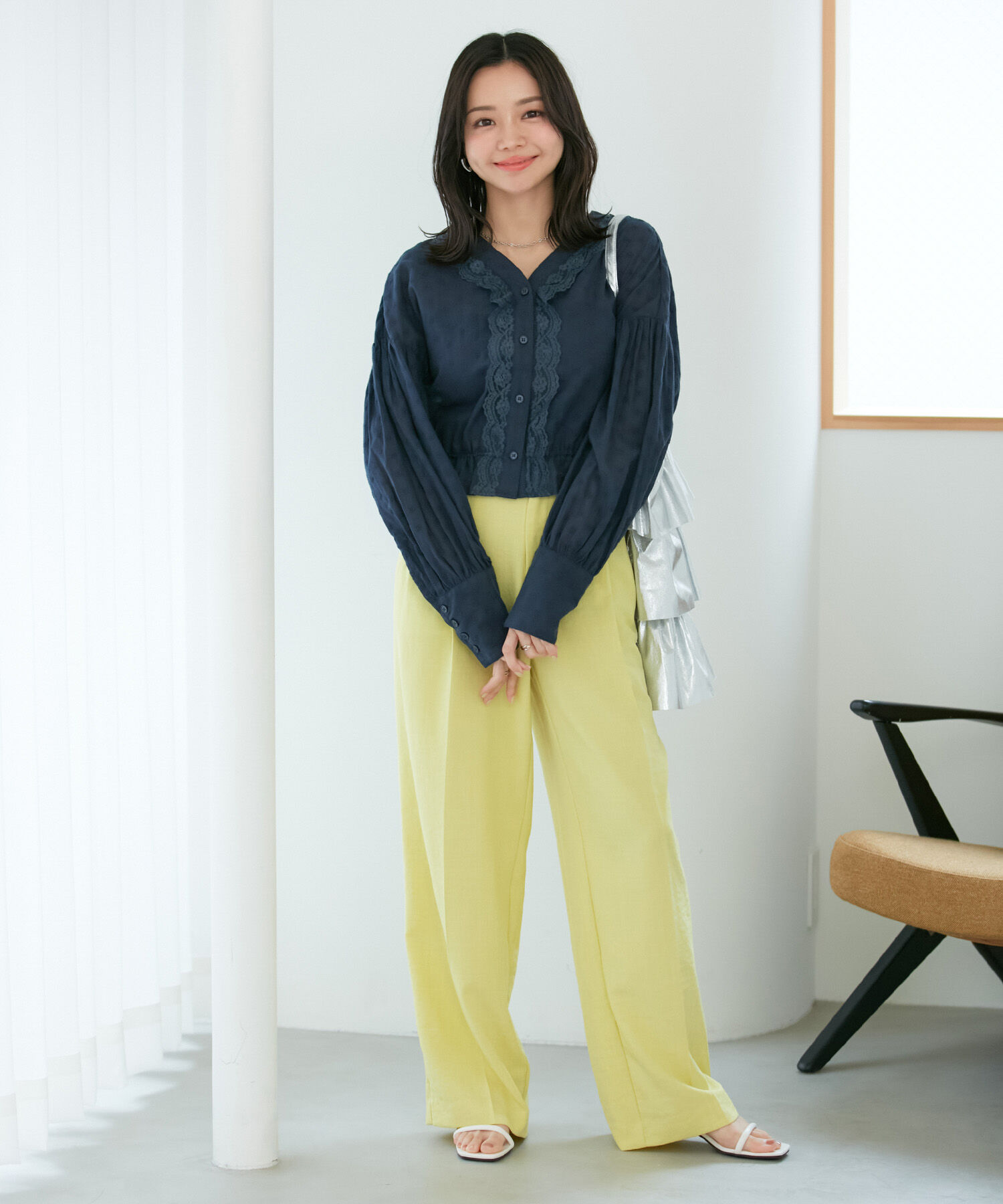 VIS「ドビーフラワーブラウス」|シャツ・ブラウス|