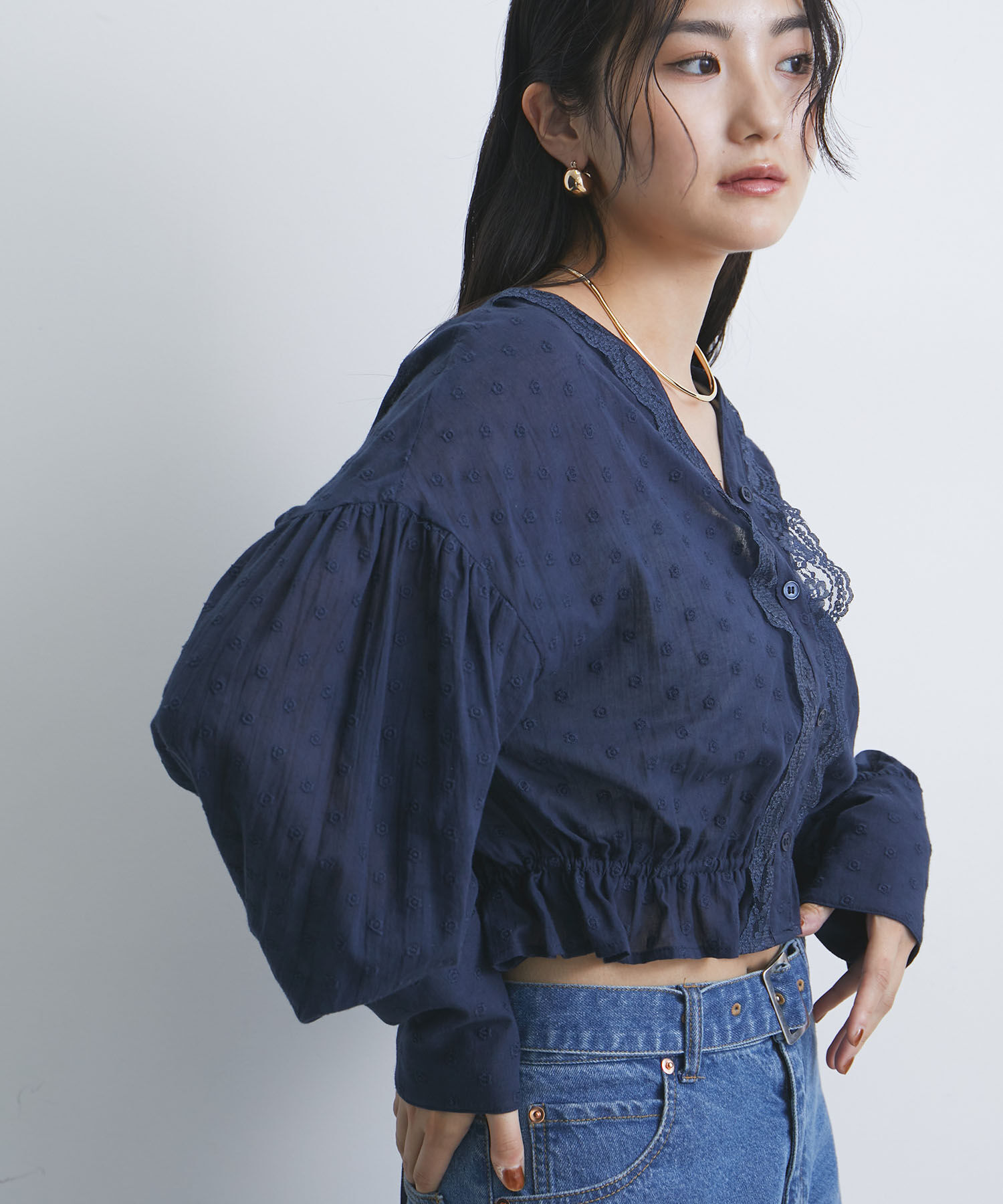 VIS「ドビーフラワーブラウス」|シャツ・ブラウス|