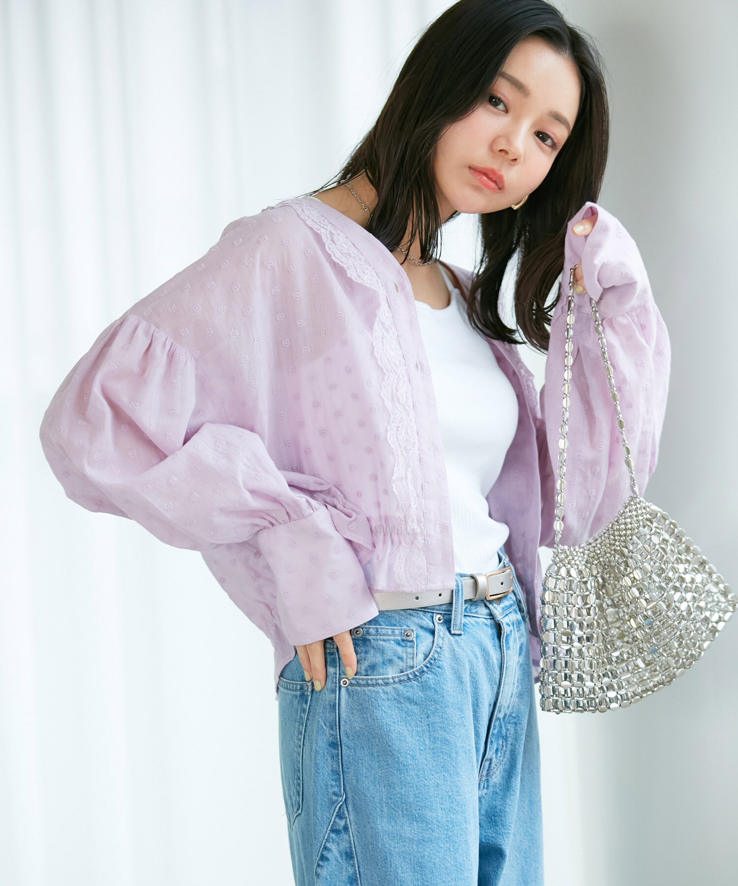 VIS「ドビーフラワーブラウス」|シャツ・ブラウス|