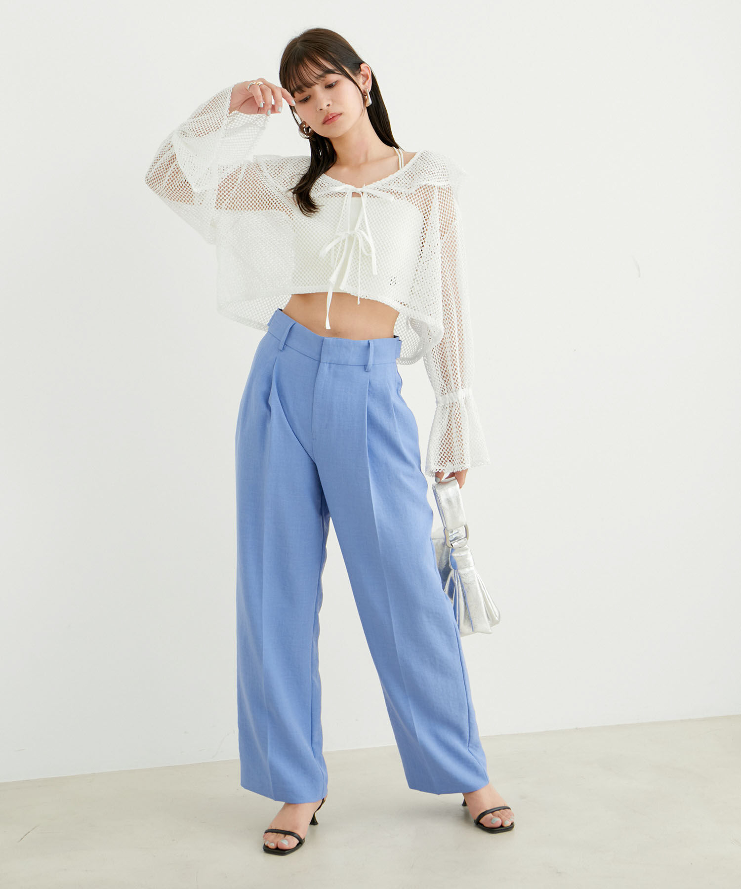 VIS「【前後2WAY】メッシュフリルカーディガン」|シャツ・ブラウス|